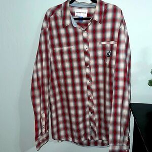 Crooks&Castles button up red and gray shirt size 3XL like new